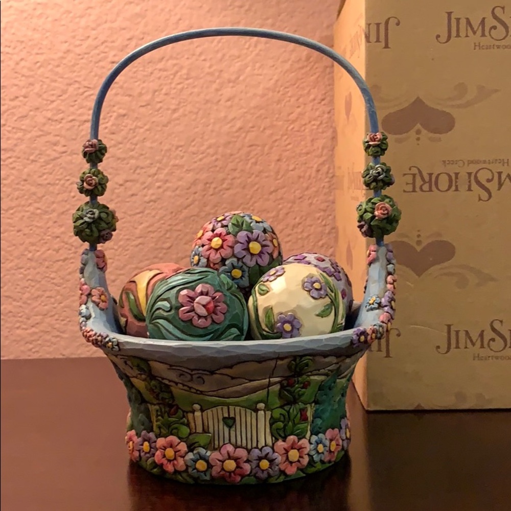 Jim Shore Blossoms of Spring basket, 8 pieces